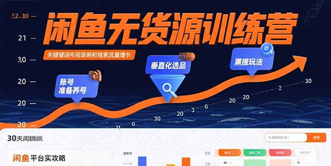 闲鱼无货源训练营：账号准备养号/垂直化选品/黑搜玩法，0基础30天盈利指南-禾谷轻创网