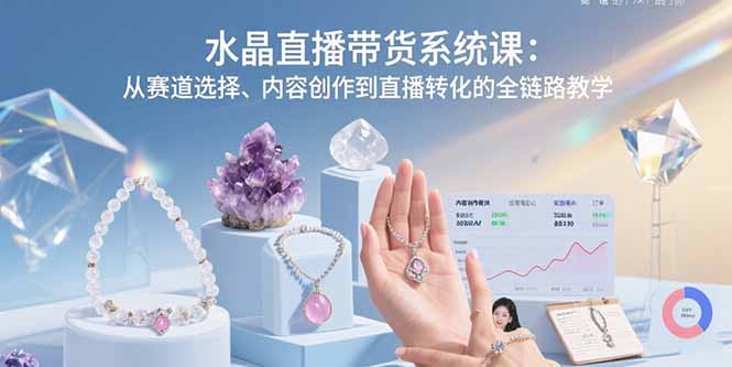 水晶直播带货系统课：从赛道选择、内容创作到直播转化的全链路教学-禾谷轻创网