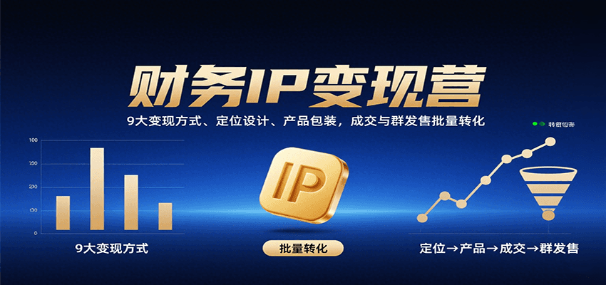财务IP变现营：9大变现方式、定位设计、产品包装，成交与群发售批量转化-禾谷轻创网