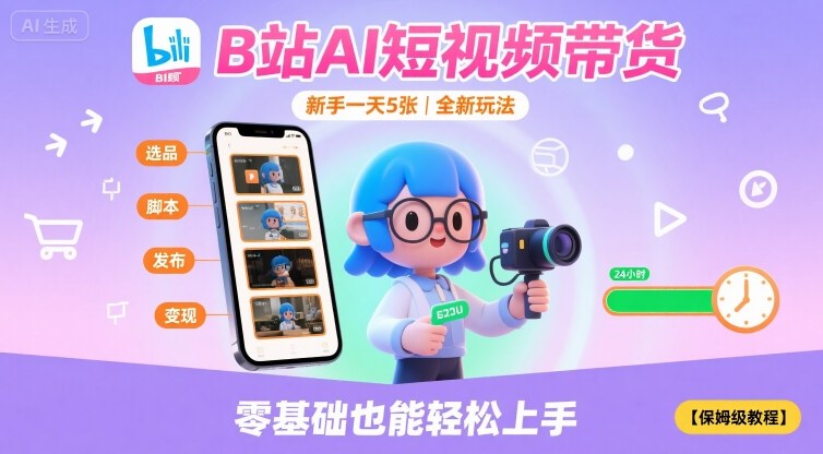 B站AI短视频带货，新手一天5张，全新玩法【保姆级教程】-禾谷轻创网
