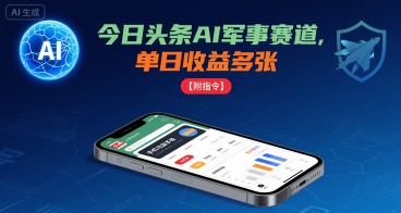 今日头条AI军事赛道，单日收益多张 ，手机可做【附指令】-禾谷轻创网
