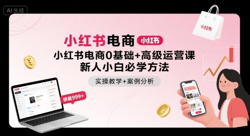 小红书电商0基础+高级运营课，新人小白必学方法，实操教学+案例分析-禾谷轻创网