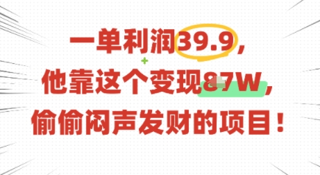 一单利润39.9，有人靠这个变现几十个，偷偷闷声发财的项目-禾谷轻创网