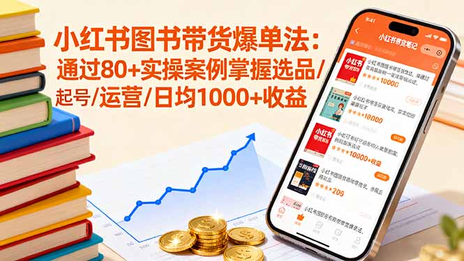 小红书图书带货爆单法：通过80+实操案例掌握选品/起号/运营/日均1000+收益-禾谷轻创网