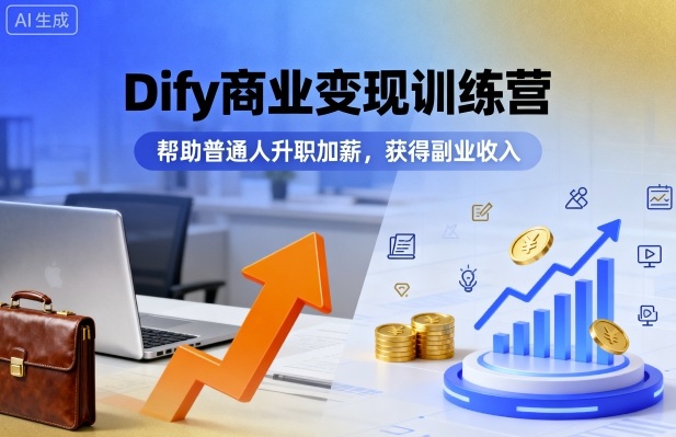Dify商业变现训练营，帮助普通人升职加薪，获得副业收入-禾谷轻创网