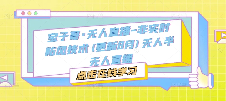 宝子哥·无人直播-非实时防风技术(更新25年9月)无人半无人直播-禾谷轻创网