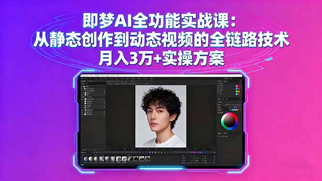 即梦AI全功能实战课：从静态创作到动态视频的全链路技术 月入3万+实操方案-禾谷轻创网