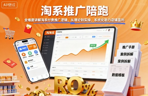 淘系推广陪跑，全维度讲解淘系付费推广逻辑，从理论到实操，系统化助力店铺盈利-禾谷轻创网