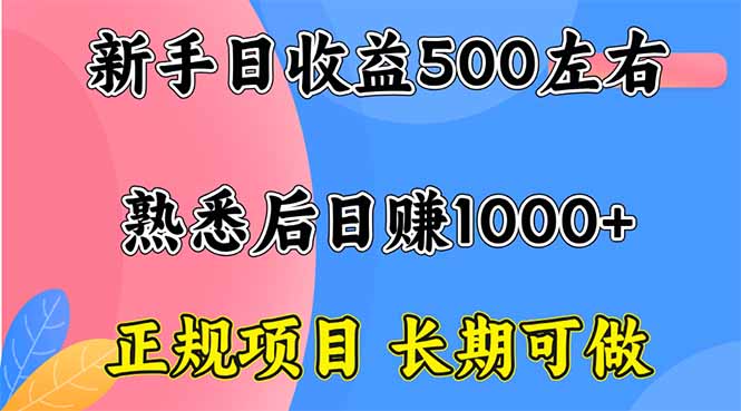 新手日收益500+ 正规项目 长期可做-禾谷轻创网
