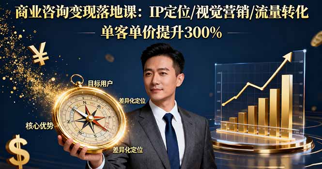 商业咨询变现落地课：IP定位/视觉营销/流量转化，单客单价提升300%-禾谷轻创网