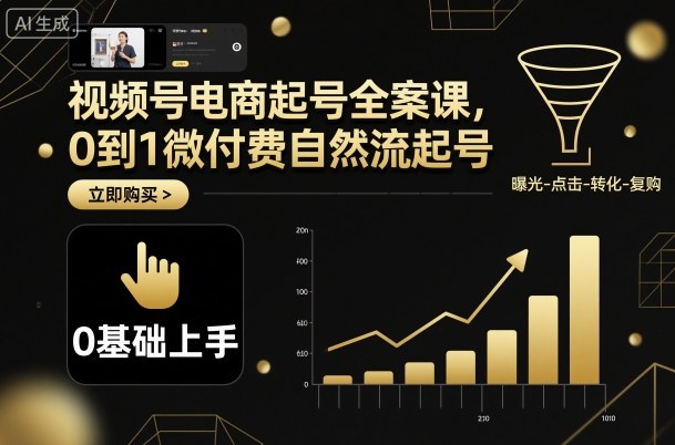 视频号电商起号全案课，0到1微付费自然流起号-禾谷轻创网