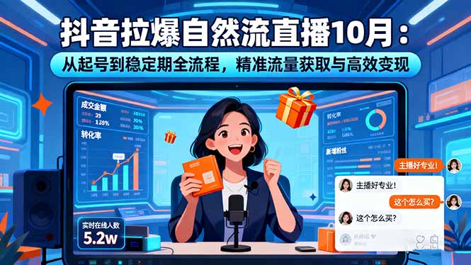 抖音拉爆自然流直播10月：从起号到稳定期全流程，精准流量获取与高效变现-禾谷轻创网