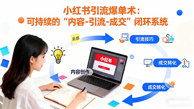 小红书引流爆单术：构建一套低成本 可持续的“内容-引流-成交”闭环系统-禾谷轻创网