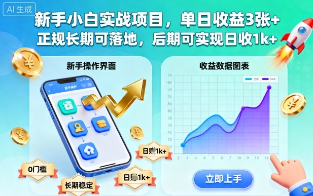 新手小白实战项目，单日收益3张+，正规长期可落地，后期可实现日收1k+【揭秘】-禾谷轻创网
