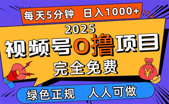 2025视频号0撸项目，5分钟一个号，日入1000+，人人可做-禾谷轻创网