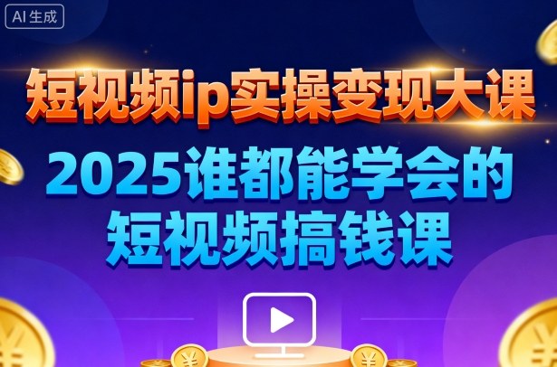 短视频ip实操变现大课，7月26-27日广州站线下课，2025谁都能学会的短视频搞钱课-禾谷轻创网