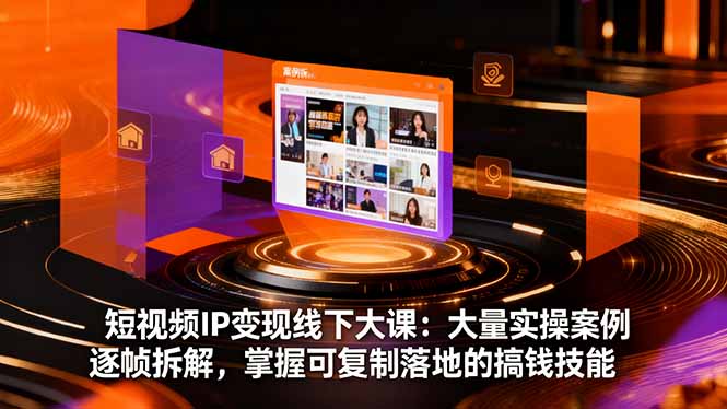 短视频IP变现线下大课：大量实操案例逐帧拆解，掌握可复制落地的搞钱技能-禾谷轻创网