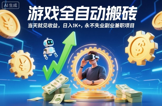 游戏全自动搬砖，当天就见收益，日入1K+，永不失业副业兼职项目【揭秘】-禾谷轻创网