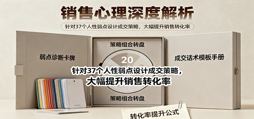 销售心理深度解析：针对37个人性弱点设计成交策略，大幅提升销售转化率！-禾谷轻创网