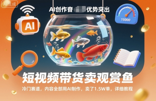 短视频带货卖观赏鱼，冷门赛道，内容全部用AI制作，卖了1.5W单，详细教程-禾谷轻创网