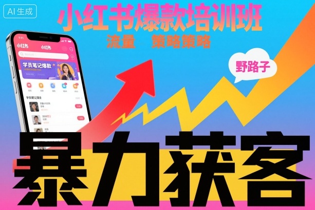 小红书爆款培训班，小红书获客野路子流量打法，暴力持续获客-禾谷轻创网