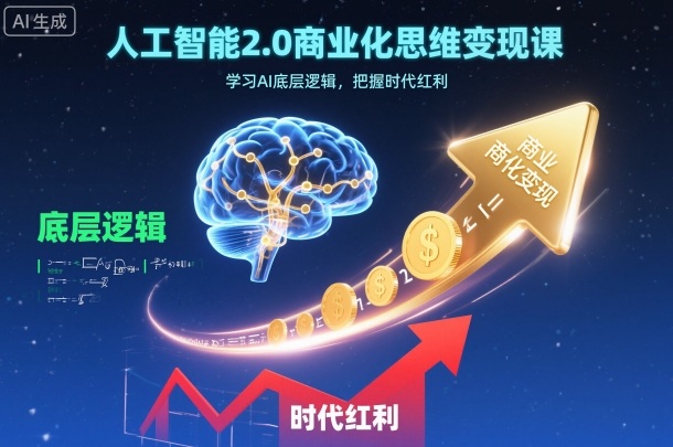 人工智能2.0商业化思维变现课，学习AI底层逻辑，把握时代红利-禾谷轻创网