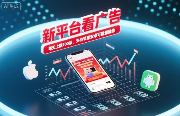 新台看广告，养好机一条5毛到5块，单机日入30到100，支持苹果安卓，可批量操作。-禾谷轻创网