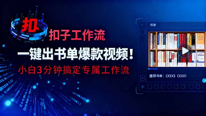 利用扣子工作流一键生成书单爆款视频，小白三分钟搞定专属工作流-禾谷轻创网
