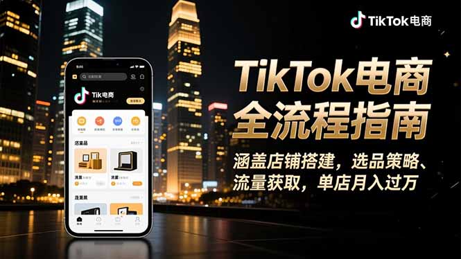 TikTok电商全流程指南，涵盖店铺搭建、选品策略、流量获取，单店月入过万-禾谷轻创网