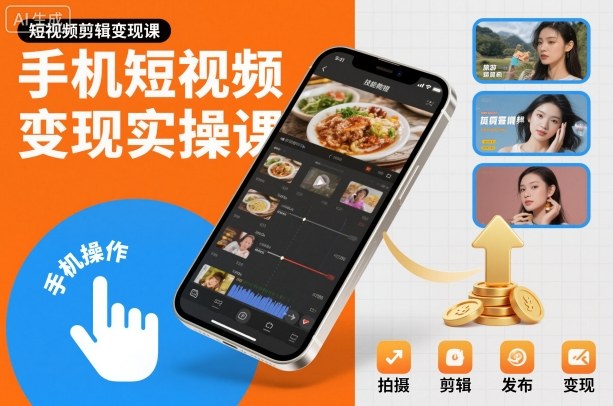 手机短视频变现实操课，短视频剪辑变现课-禾谷轻创网