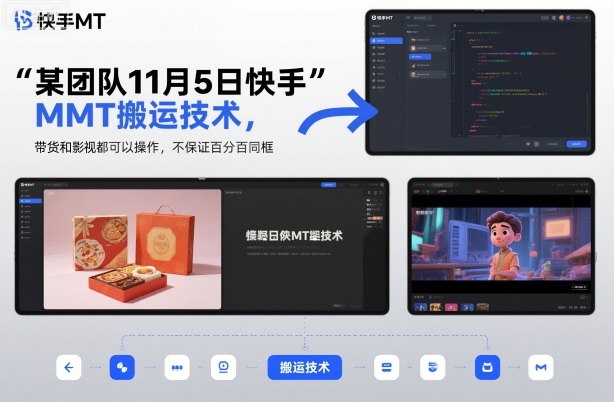 某团队11月5日快手MT搬运技术，带货和影视都可以操作，不保证百分百同框，自测-禾谷轻创网