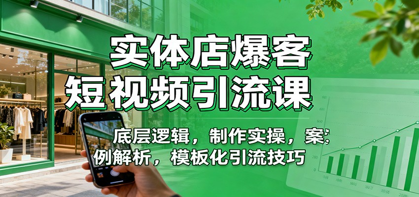 实体店爆客短视频引流课:底层逻辑,制作实操,案例解析,模板化引流技巧-禾谷轻创网