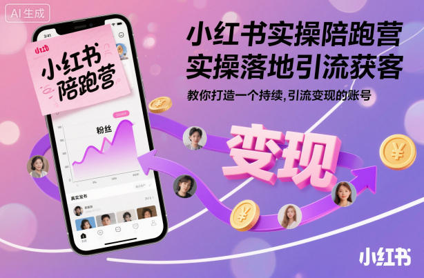 小红书实操陪跑营，实操落地引流获客，教你打造一个持续引流变现的账号-禾谷轻创网