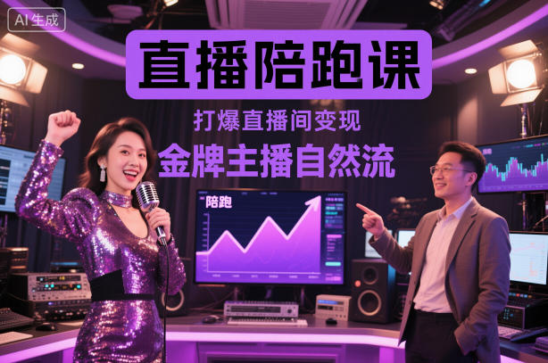 直播陪跑课，金牌主播自然流打爆直播间，复制高变现玩法-禾谷轻创网