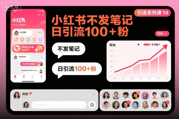引流系列课14：小红书不发笔记日引流100+粉-禾谷轻创网