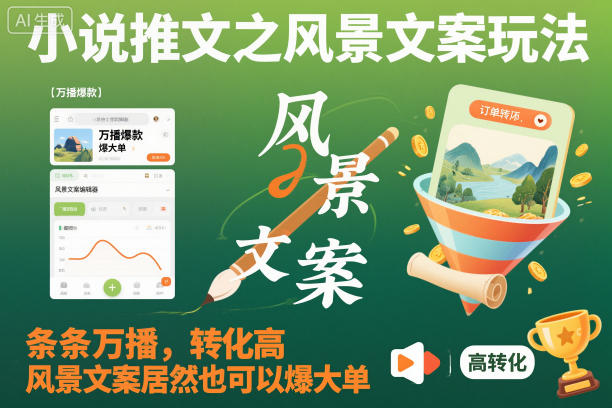 小说推文之风景文案玩法，条条万播，转化高，风景文案居然也可以爆大单！-禾谷轻创网