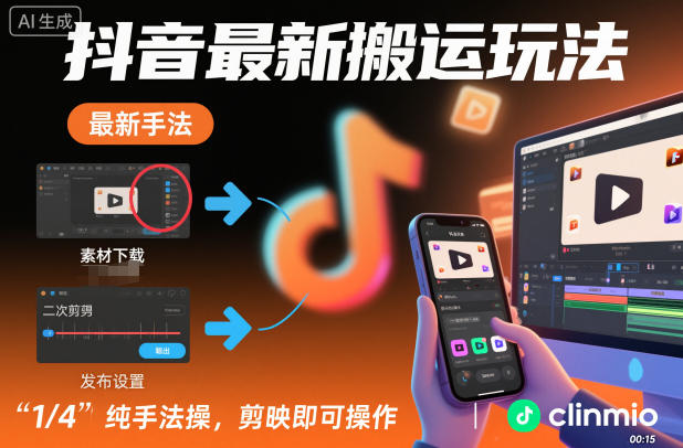 抖音最新搬运玩法，纯手法操作，剪映即可操作-禾谷轻创网