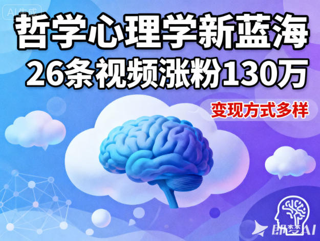 短视频新蓝海，哲学心理学赛道，26条视频涨粉130W，变现方式多样-禾谷轻创网