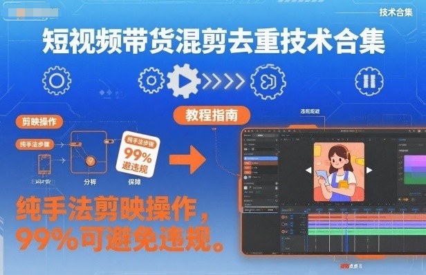 短视频带货混剪去重技术合集，纯手法剪映操作，99%可避免违规-禾谷轻创网