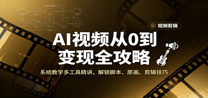 AI视频从0到变现全攻略,系统教学多工具精讲,解锁脚本、原画、剪辑技巧-禾谷轻创网