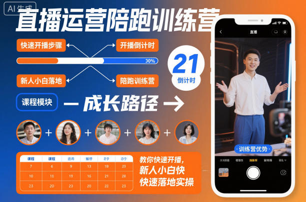 直播运营陪跑训练营，教你快速开播，新人小白快速落地实操-禾谷轻创网