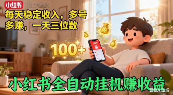 小红书自动挂G賺收益，每天稳定收入，多号多賺，一天三位数【揭秘】-禾谷轻创网