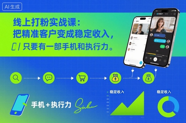 线上打粉实战课：把精准客户变成稳定收入，只要有一部手机和执行力-禾谷轻创网