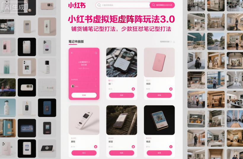 小红书虚拟矩阵玩法3.0，铺货铺笔记型打法，少款狂怼笔记型打法-禾谷轻创网