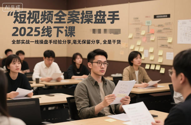 短视频全案操盘手2025线下课，全部实战一线操盘手经验分享，毫无保留分享，全是干货-禾谷轻创网