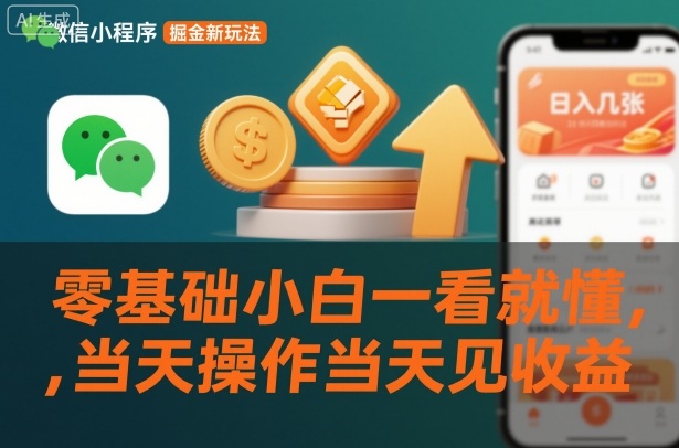 微信小程序掘金新玩法，日入几张，零基础小白一看就懂，当天操作当天见收益【揭秘】-禾谷轻创网