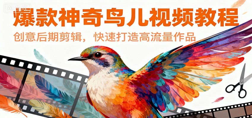 爆款神奇鸟儿视频教程，创意后期剪辑，快速打造高流量作品-禾谷轻创网