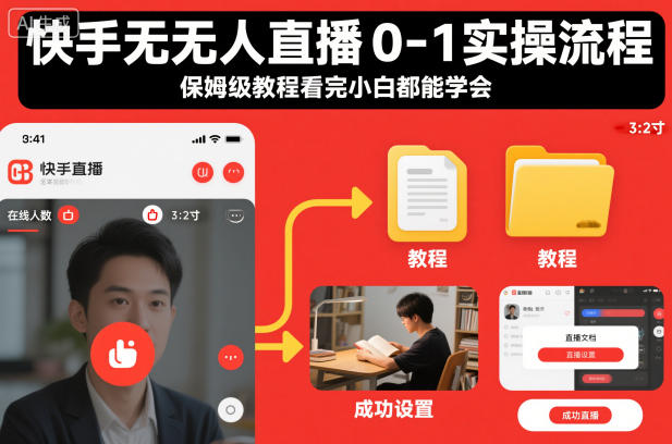 快手无人直播0-1实操流程，保姆级教程看完小白都能学会-禾谷轻创网