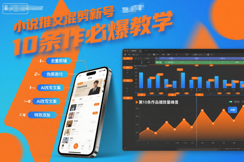 小说推文混剪新号10条必爆教学，伪原创10条作品必爆技巧-禾谷轻创网