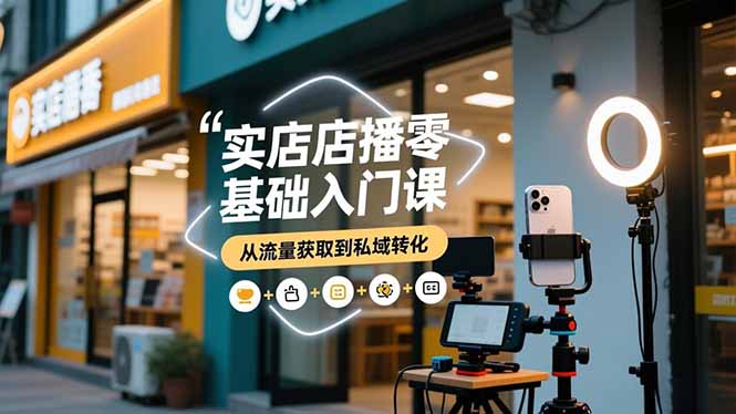 实体店播零基础入门课，实体店+短视频+直播+微信生态+私域社群，从流量获取到私域转化-禾谷轻创网